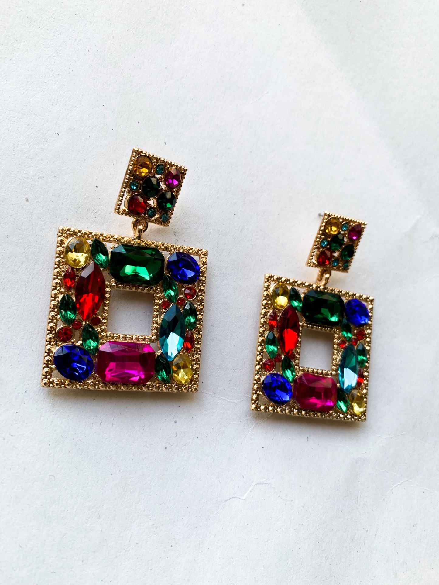 Selina | Square Gemstone Earrings