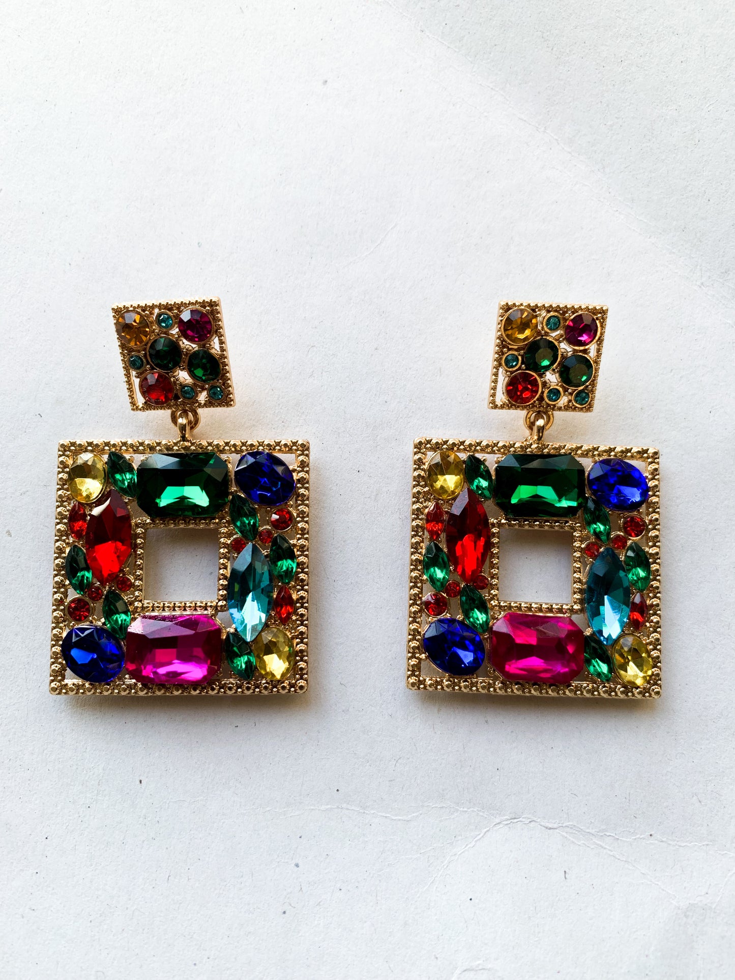 Selina | Square Gemstone Earrings