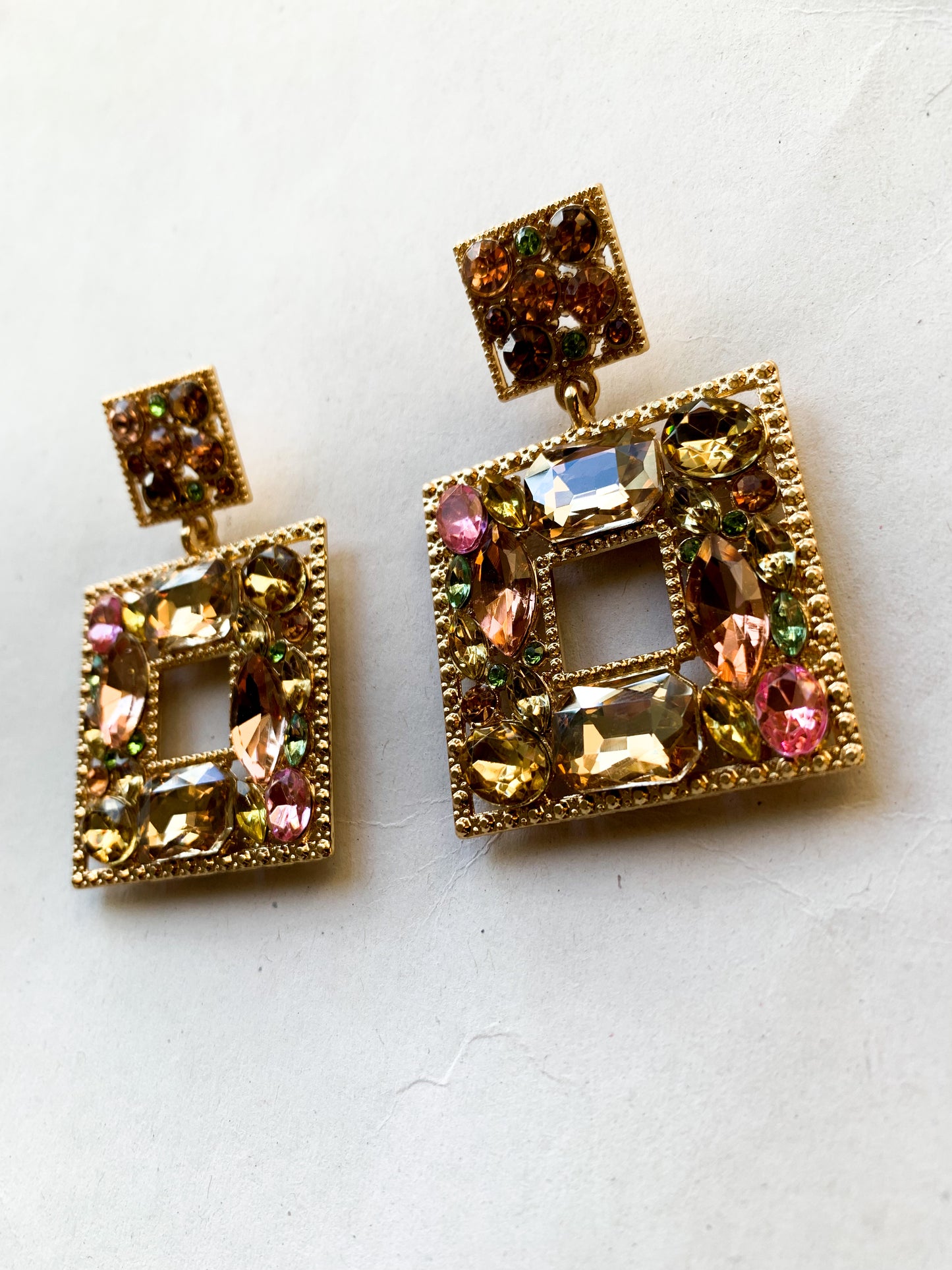 Selina | Square Gemstone Earrings